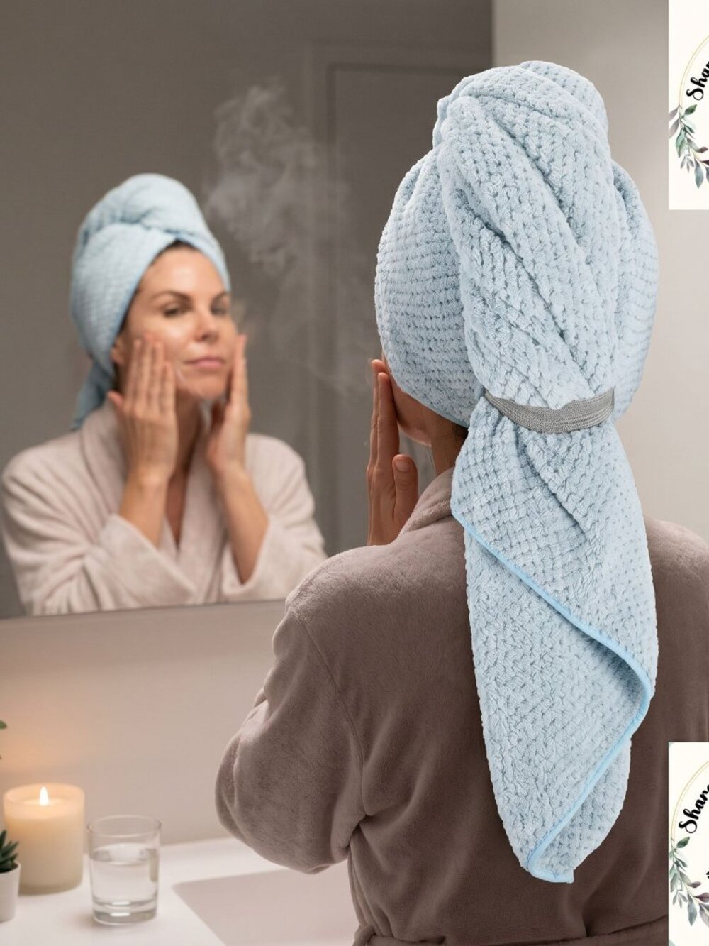 🩵✨ Light Blue Textured Hair Towel – Soft, Lightweight & Ultra Absorbent ✨🩵